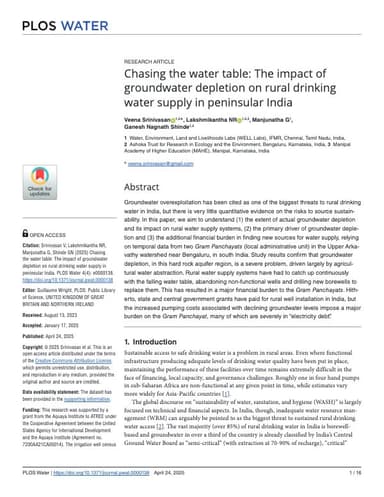Chasing the water table: The impact of groundwater depletion on rural drinking water supply in peninsular India