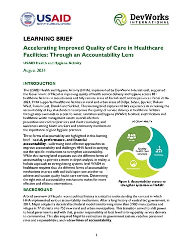 Accelerating Improved Quality of Care in Healthcare Facilities: Through an Accountability Lens