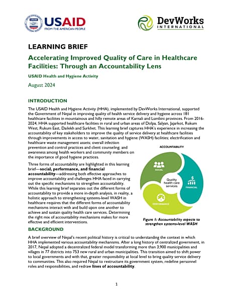 Accelerating Improved Quality of Care in Healthcare Facilities: Through an Accountability Lens