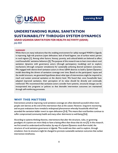 Understanding Rural Sanitation Sustainability through System Dynamics